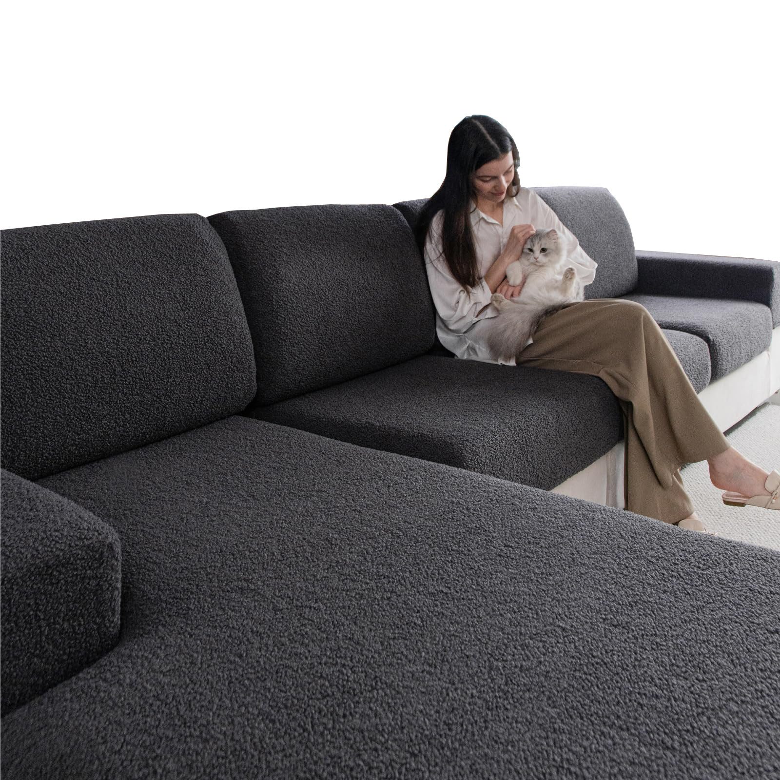 Coonoor Sofahusse 1-4 Sitz, Sofa Überzug, Hoch Elastischer, Rutschfester Sitzkissenbezug, Waschbarer, Haustierfreundlicher Sofabezug für Couch, Strapazierfähig