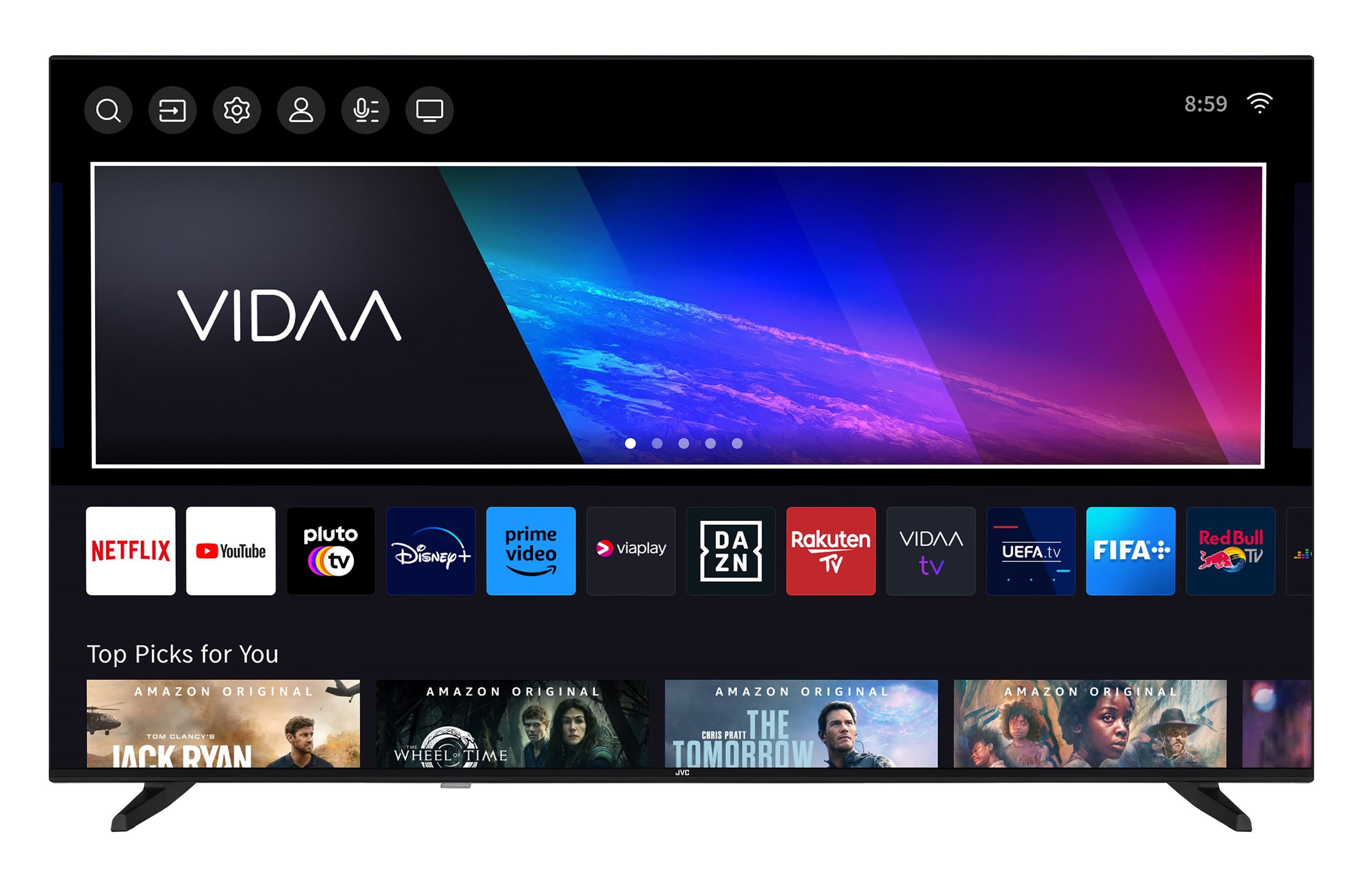 JVC LT-65VDQ3455 QLED-Fernseher (164 cm/65 Zoll, 4K Ultra HD, VIDAA Smart TV, VIDAA Smart TV, HDR Dolby Vision, Triple-Tuner)