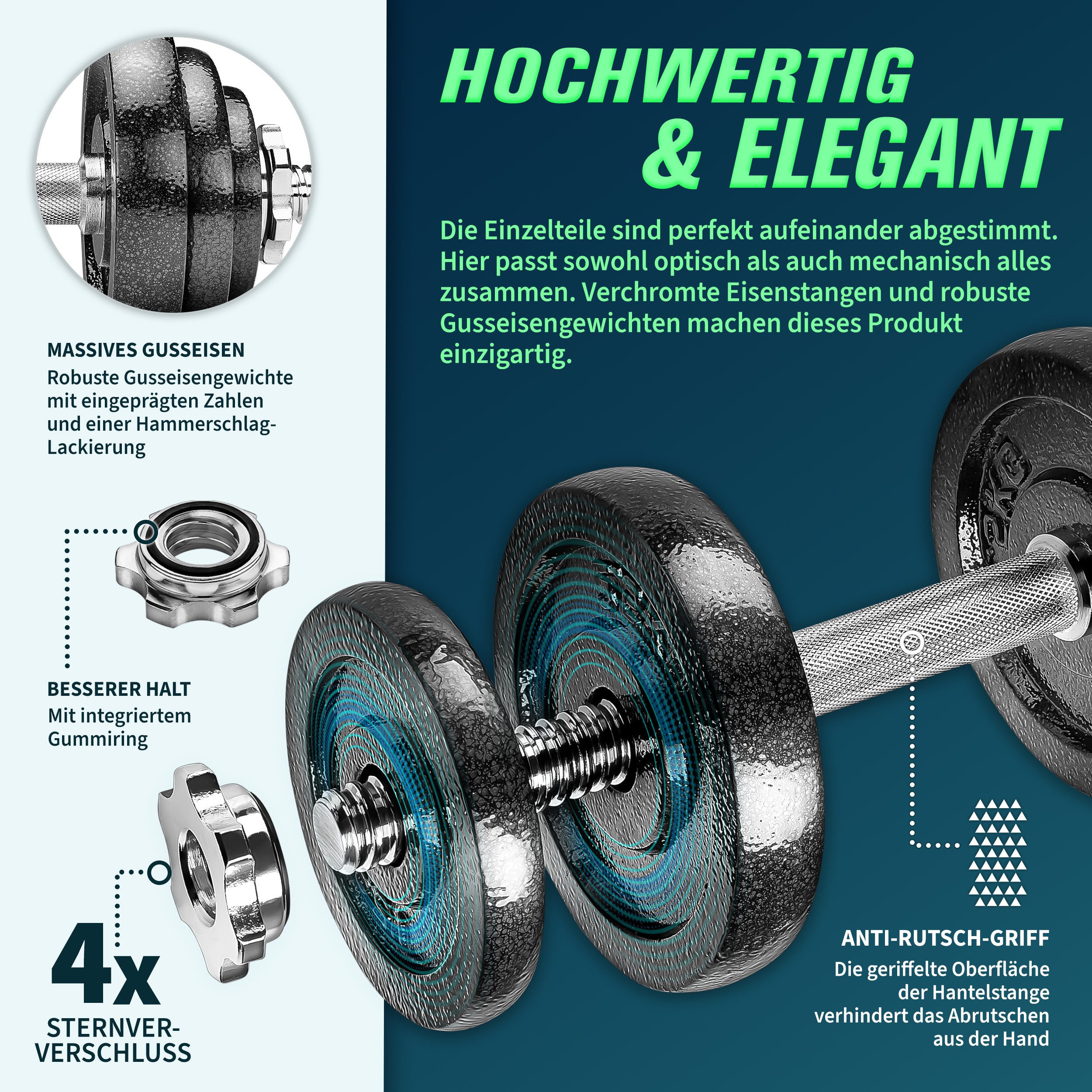 RE:SPORT Hantel-Set, 2 in 1 Hanteln Set, Hantelset Gusseisen verstellbar