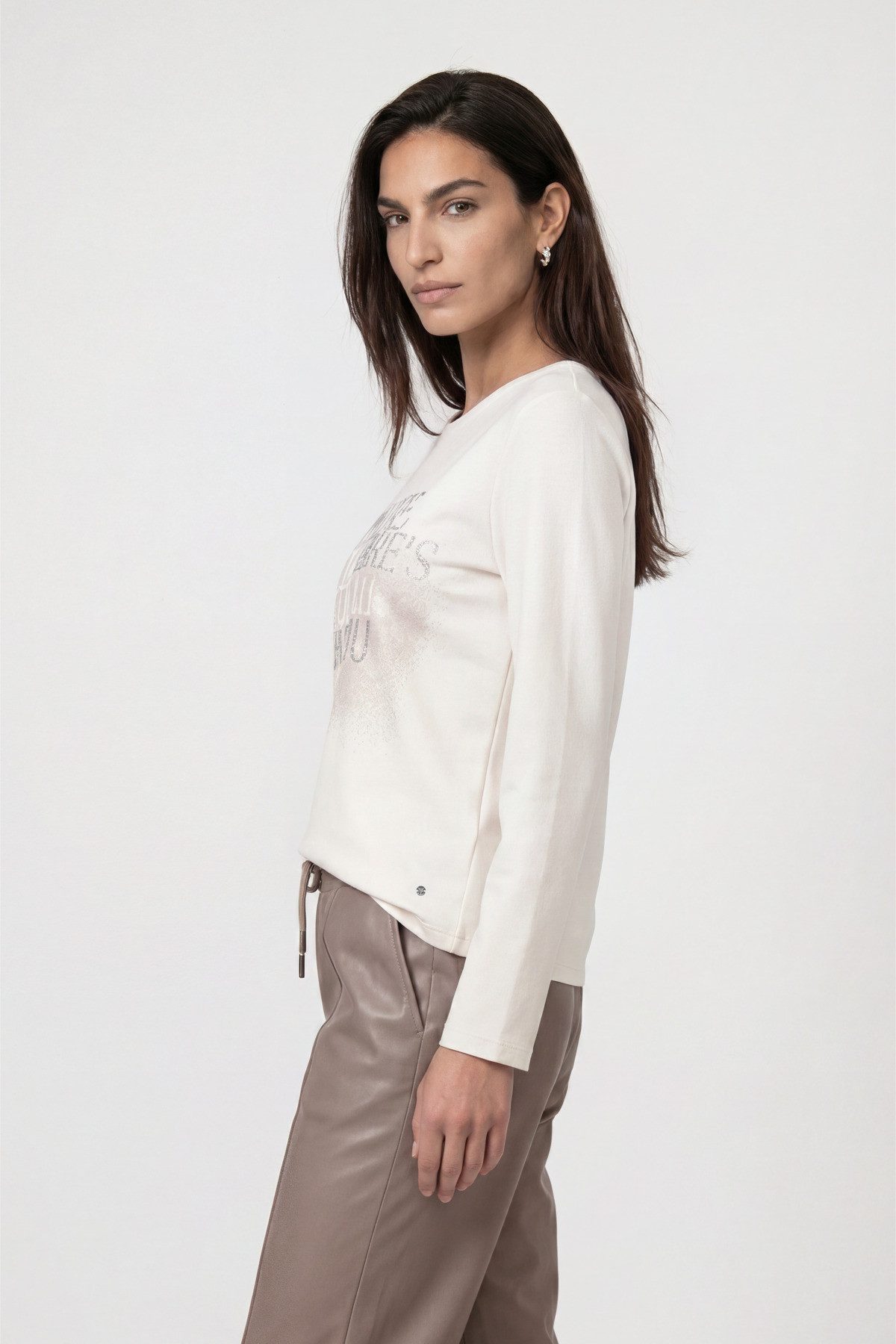 Monari Sweatshirt Sweatshirt Schmuck Schrift Regular fit mit Rundhalsausschnitt