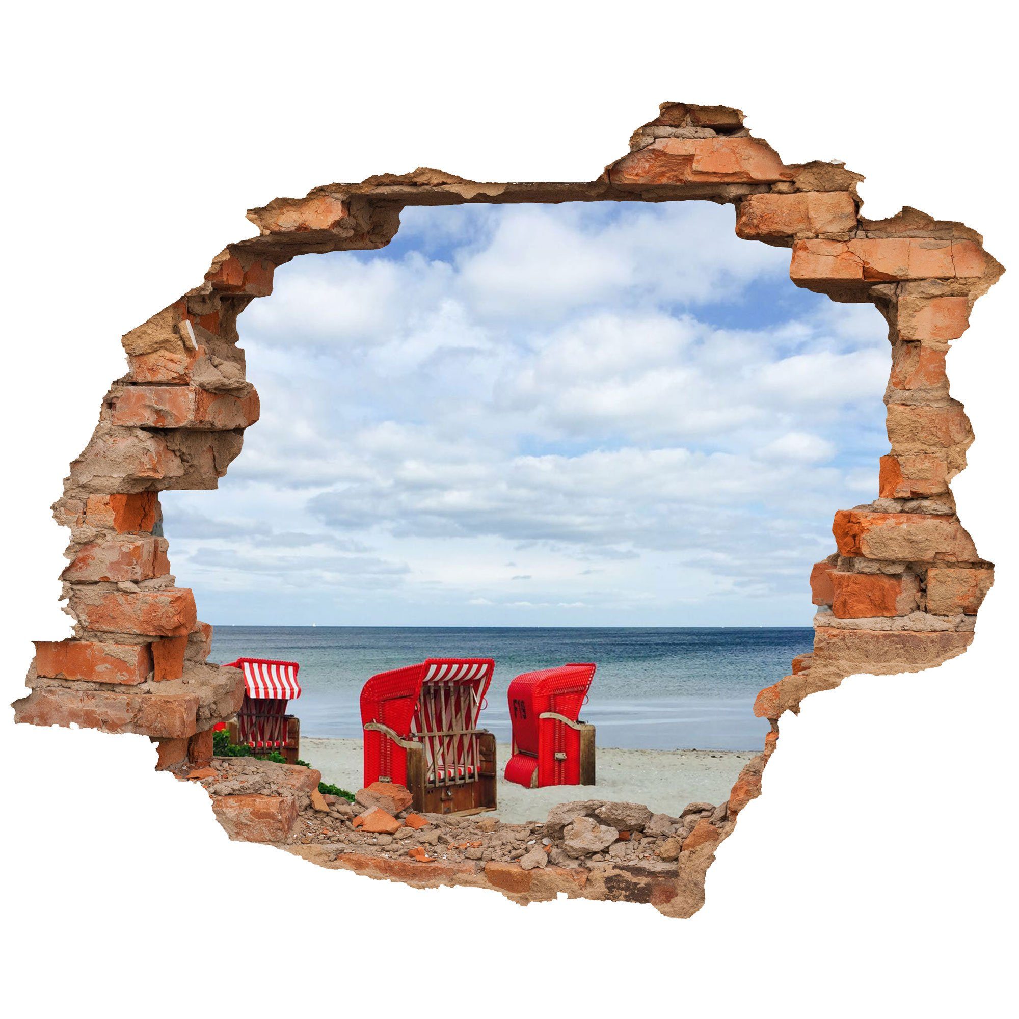 WallSpirit Wandtattoo Wanddurchbruch "Strandkorb", Selbstklebend, rückstandslos abziehbar