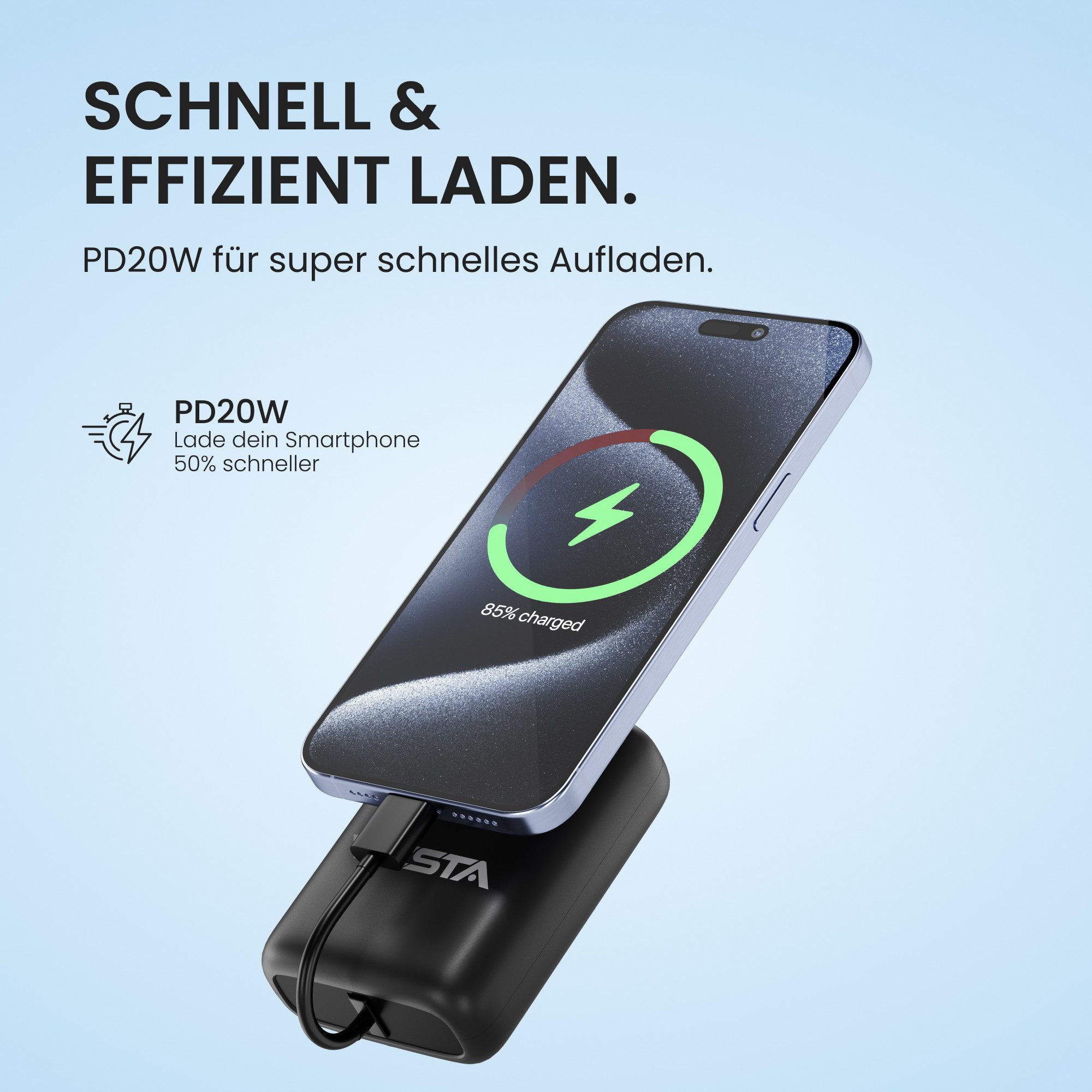 VIESTA Powerbank Mini P43M Schwarz 9000mAh Powerbank