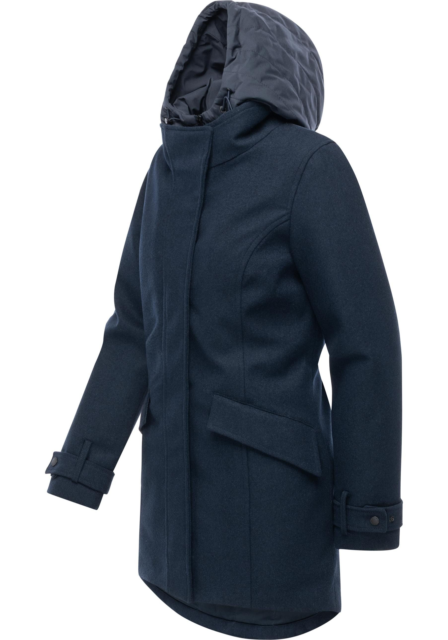 Ragwear Wintermantel Petuja Felt YOUMODO Klassischer Damen Kurzmantel mit Kapuze