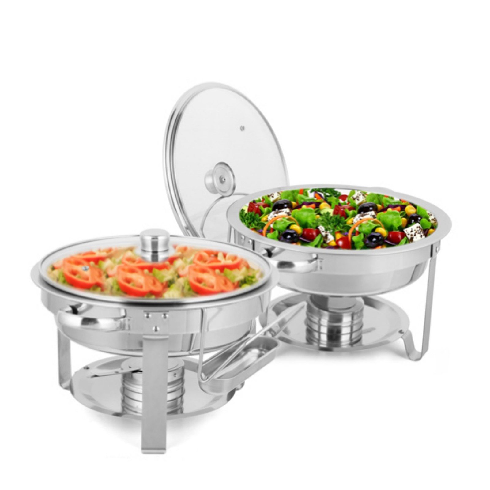 LALAHO Stövchen 2pcs Edelstahl Buffet Herd, 5 Liter Hotel Erwärmung Herd, Wärmespeichereinheit aus Edelstahl