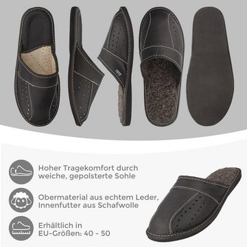 filsko Wolmar Elegante Leder Pantoffeln für Herren Hausschuh Bis Schuhgröße 50!