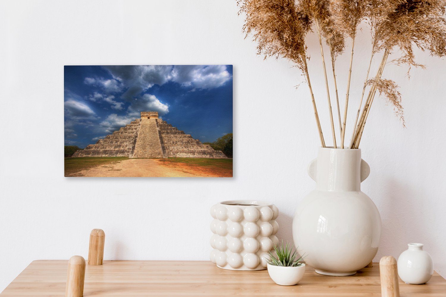 in Mexiko, Wandbild von Kukulkan Aufhängefertig, Leinwandbilder, OneMillionCanvasses® Wanddeko, St), Chichén Maya-Pyramide cm Leinwandbild Itzá 30x20 (1 in
