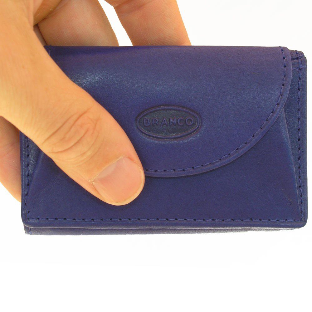 BRANCO Mini Geldbörse Kleine Leder, / 105 Mini-Portemonnaie, Geldbörse Azur-Blau, Branco