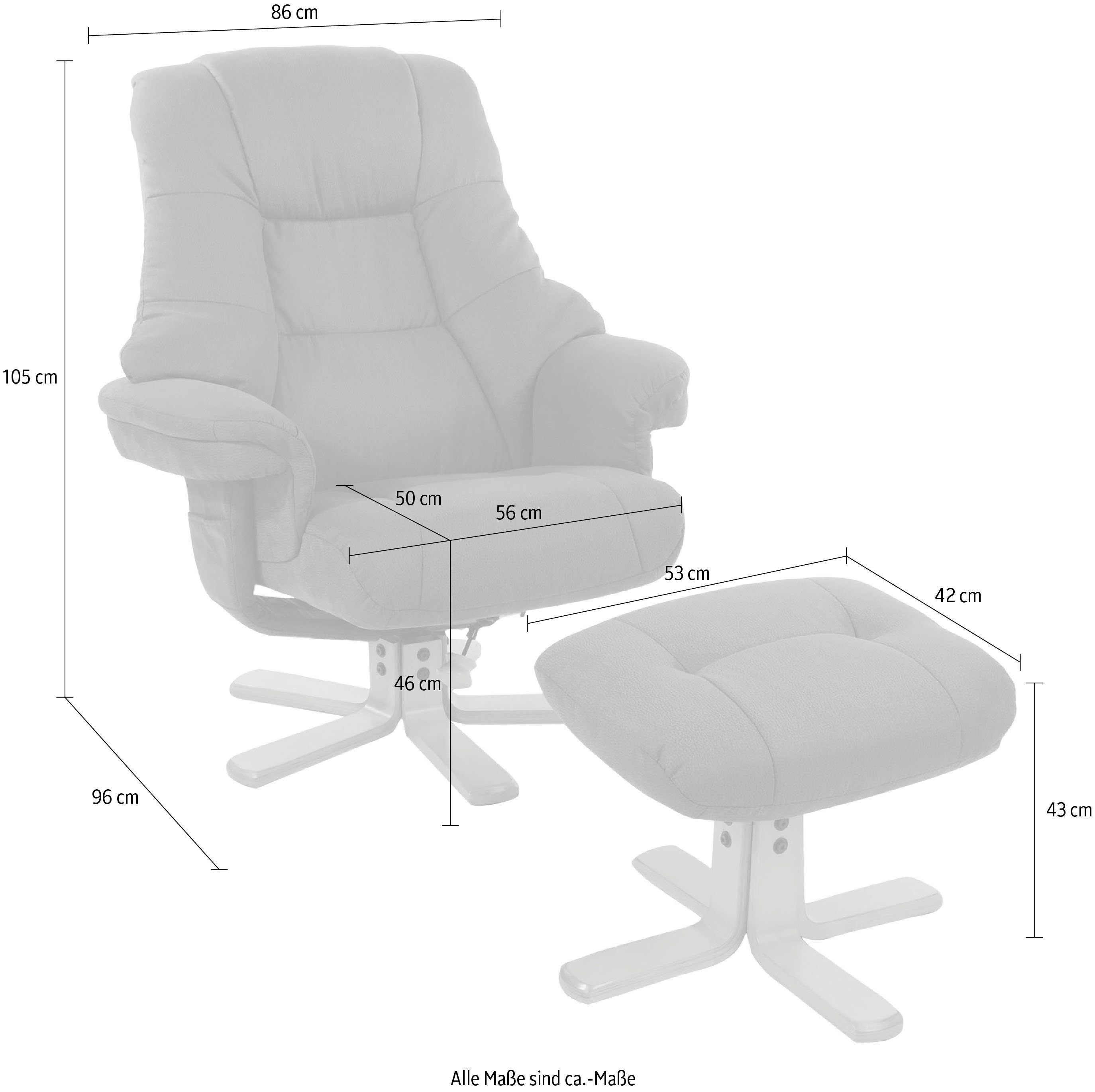 Duo Collection TV-Sessel Bordeaux, mit Hocker drehbar Relaxfunktion, anthrazit 360 Grad und