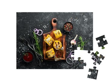 puzzleYOU Puzzle Leichte Küche: Gegrillter Mais mit Soße und Gemüse, 48 Puzzleteile, puzzleYOU-Kollektionen Küche, Essen und Trinken