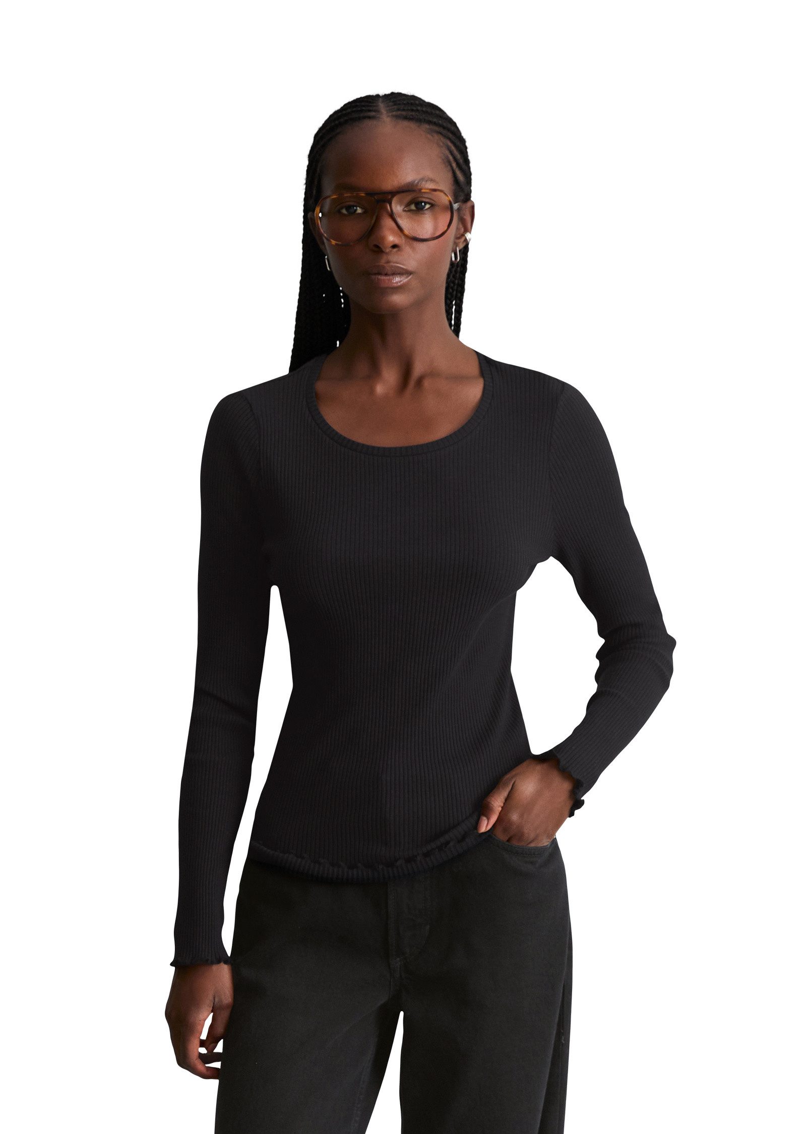 Marc O'Polo DENIM Langarmshirt aus Organic-Cotton-Stretch