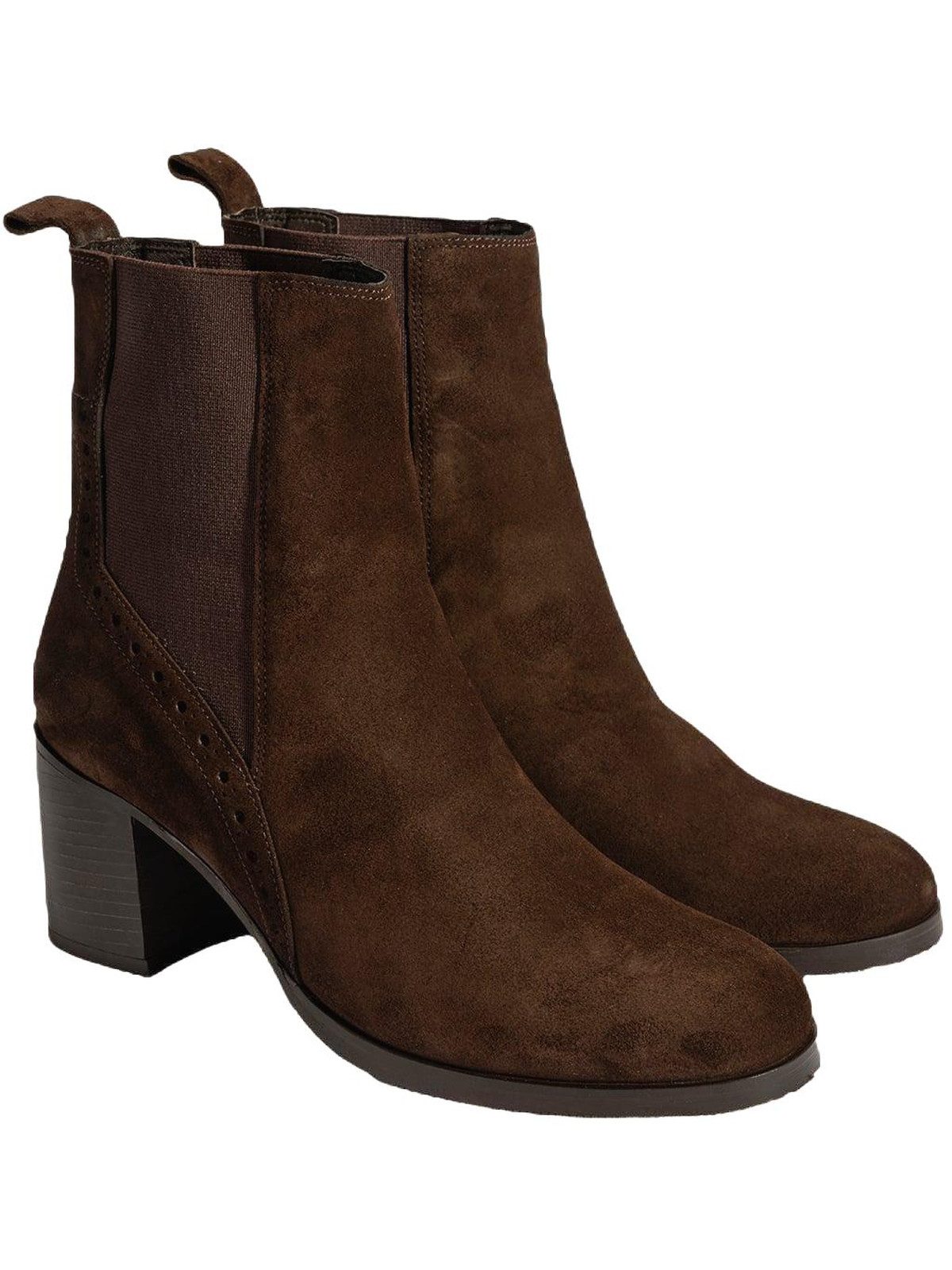 Desa Damen-Ankle-Boots – Echtes Wildleder, Blockabsatz, elastischer Sc Stiefel
