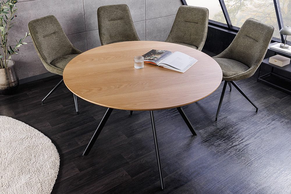 riess-ambiente Esstisch ATELIER 100cm natur/schwarz -Holz-Optik, Metallbeine, rund, 2 Personen (Einzelartikel, 1-St), furnierter Tisch - ideal für Küche, Esszimmer, Wohnzimmer und Büro