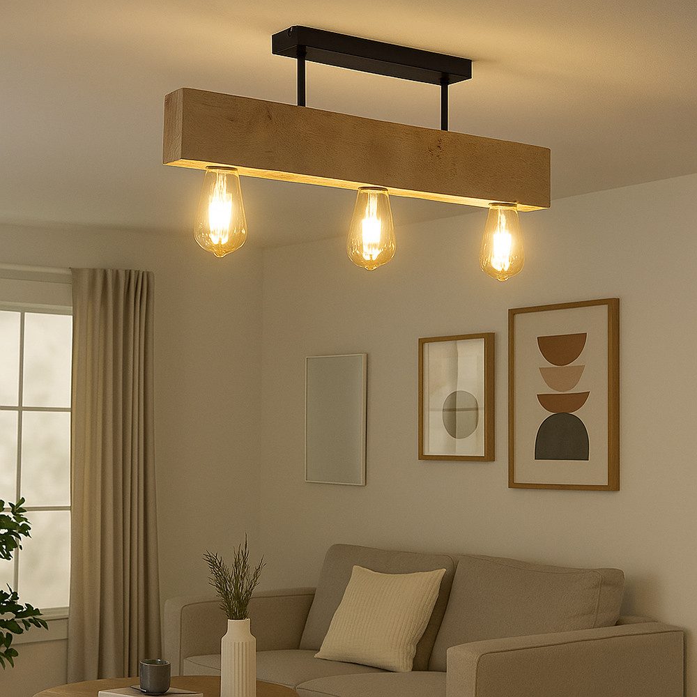 GLOBO LIGHTING Deckenleuchte, Leuchtmittel nicht inklusive, Deckenleuchte Holzlampe Wohnzimmerlampe Vintage