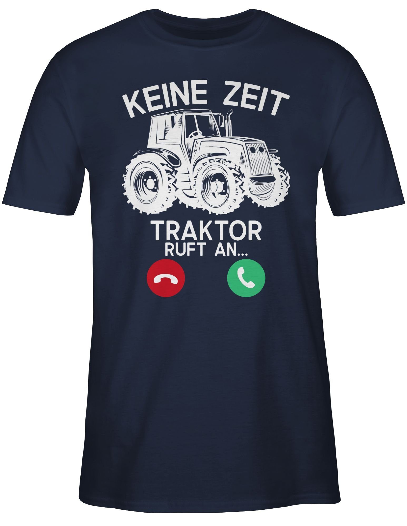 Navy Shirtracer ruft - Traktor 2 T-Shirt Blau weiß Fahrzeuge an Keine Zeit -