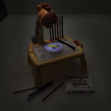 LA CUTE Zeichentisch Giraffe Kreativer Kinder Zeichenprojektor Tisch (Kinderzeichentisch mit Projektor Set, 1x Kinderzeichentisch mit Projektor)