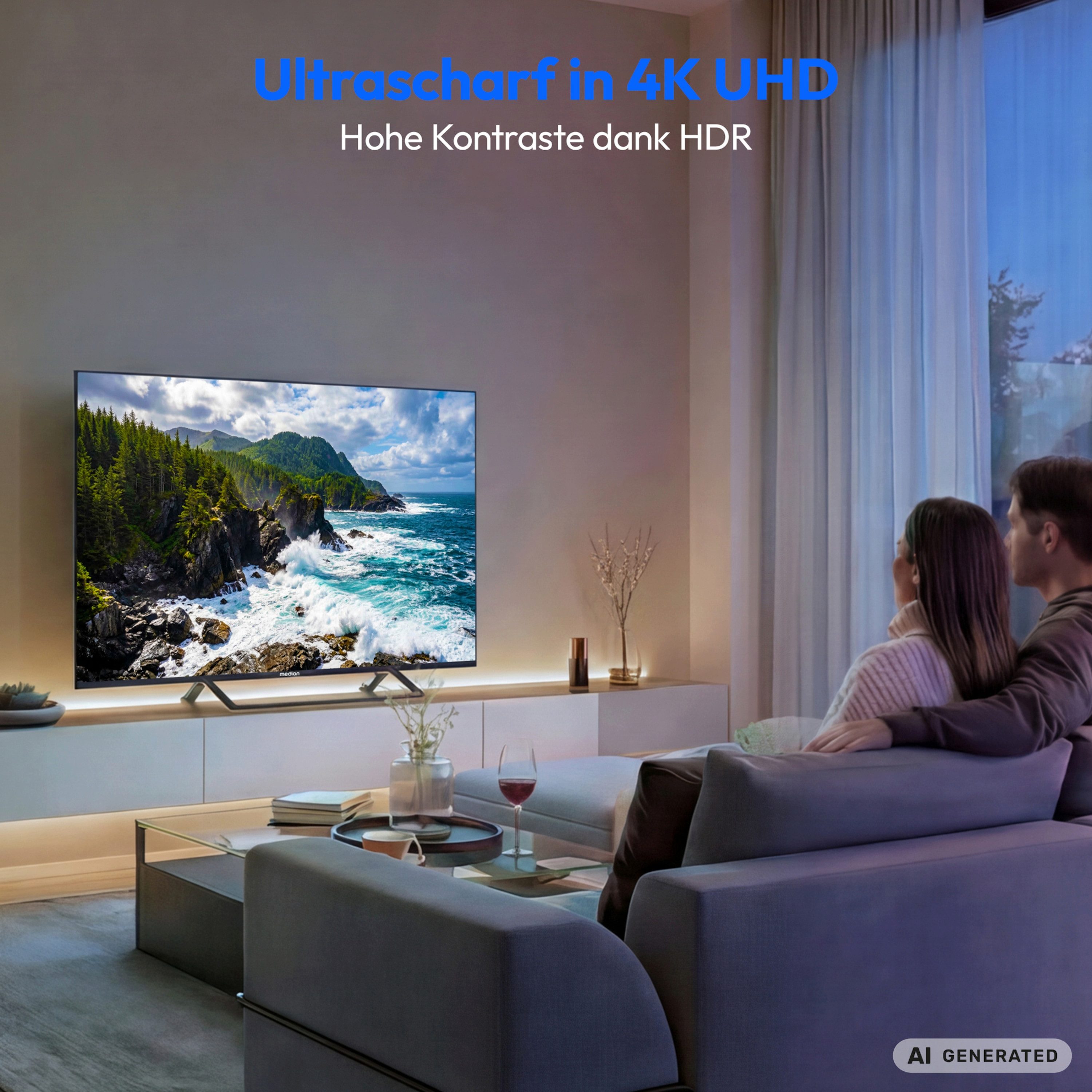 Medion® MD850401 LCD-LED Fernseher (125.7 cm/50 Zoll, 4K Ultra HD, 60Hz, X8502602)