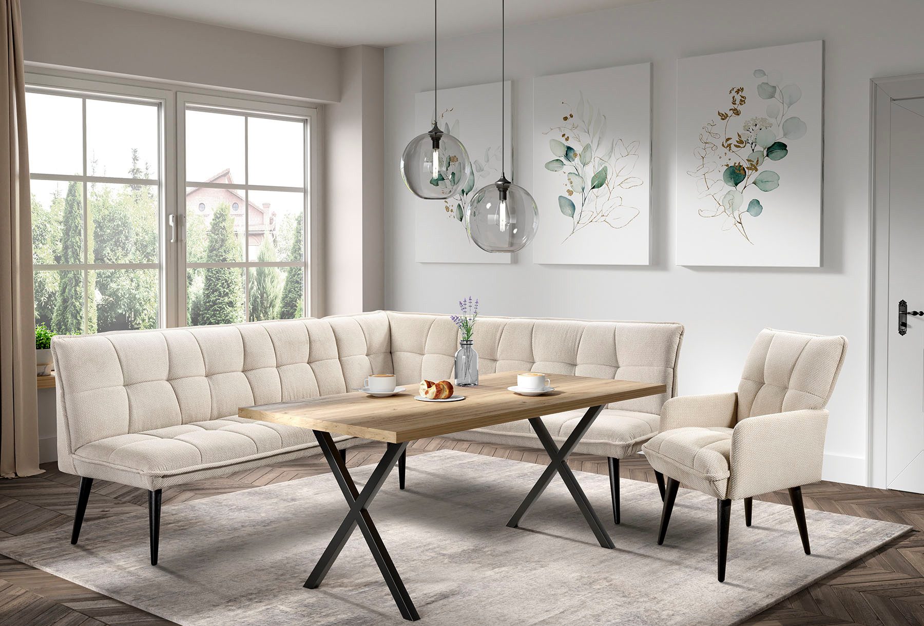 exxpo - sofa fashion Essbank Mocca Essbank, Sitzbank, hoher Sitzkomfort, bequem und elegant, hochwertige Detailverarbeitung
