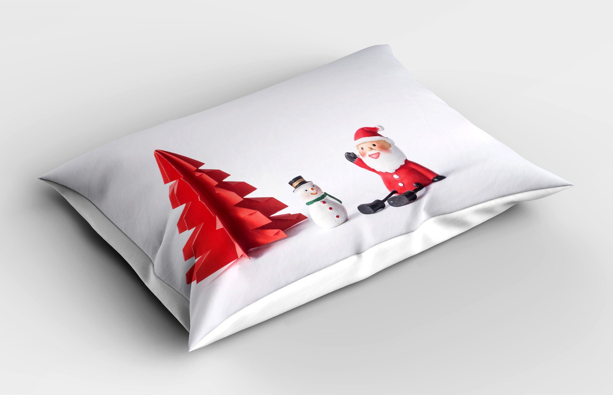 King Dekorativer Kissenbezüge Gedruckter Papier-Schnitt Size (1 Schneemann Weihnachtsmann Abakuhaus Standard und Baum Kissenbezug, Stück),