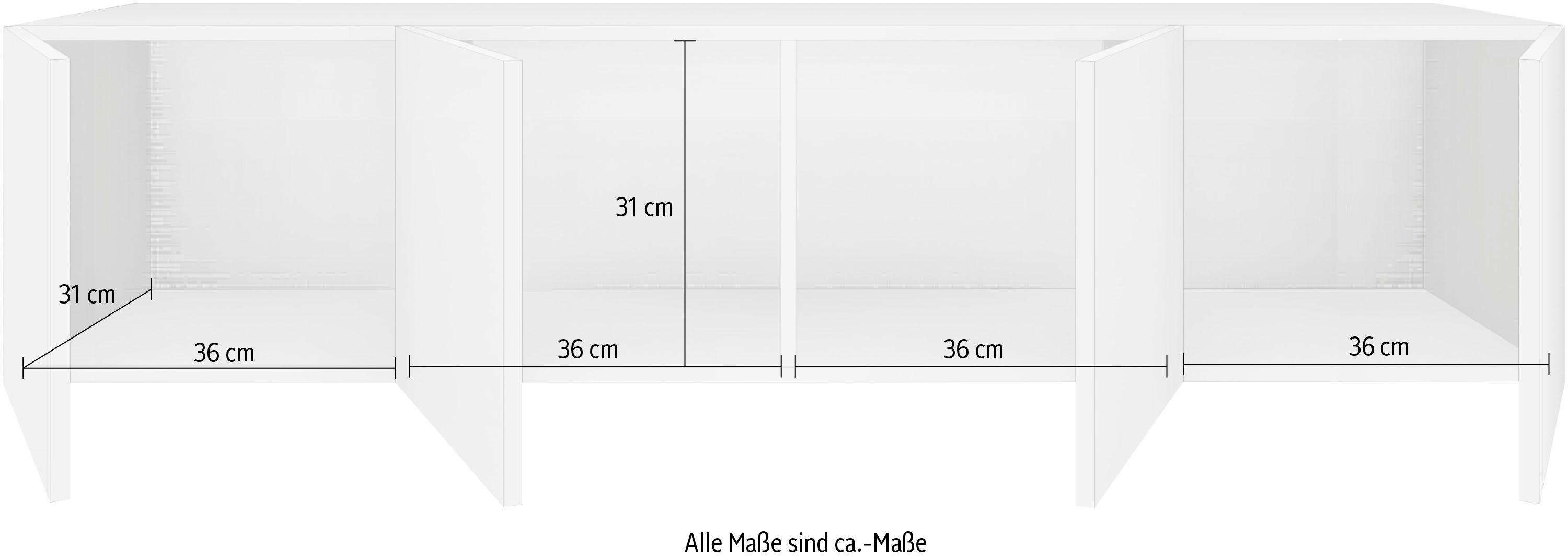 Hochglanz borchardt nur Möbel matt/weiß Lowboard hängend cm, Vaasa, 152 weiß Breite