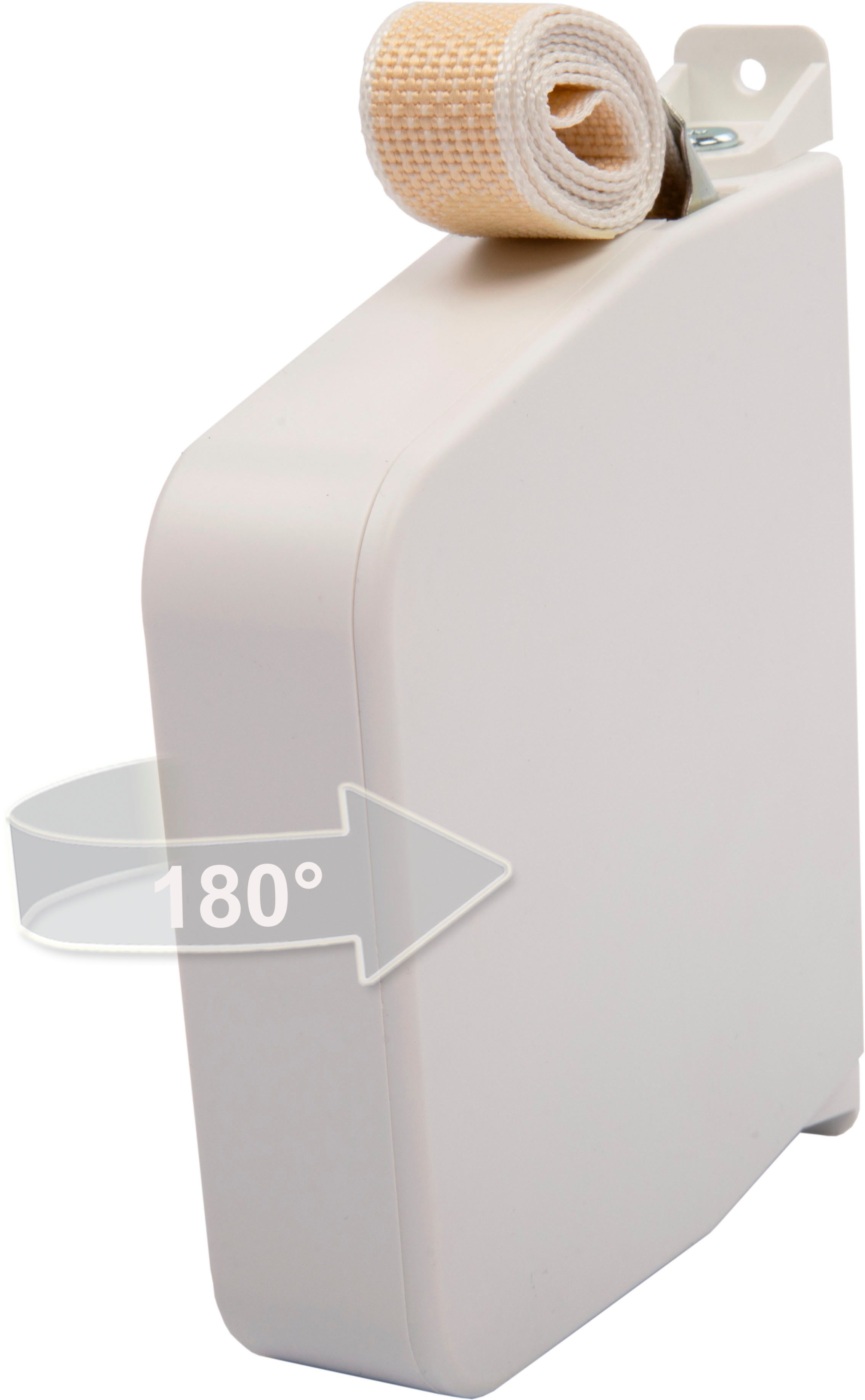 SCHELLENBERG Aufputz-Gurtwickler Aufschraubwickler für das Rollladensystem Maxi, Set, 1-tlg., schwenkbar, mit vormontiertem Rollladengurtband, weiß oder braun