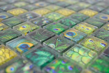 Mosani Mosaikfliesen Glasmosaik Crystal Mosaikfliesen grün glänzend / 10 Mosaikmatten