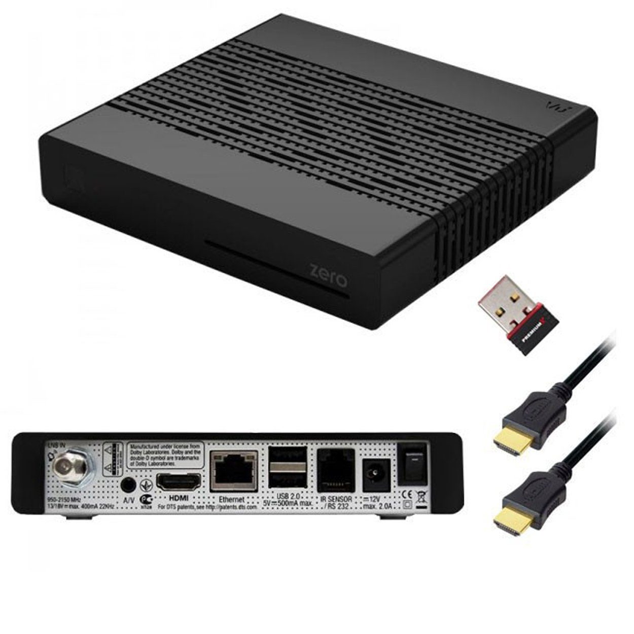 PremiumX VU+ ZERO Black Digital Sat Receiver 1x DVB-S2 SAT Linux Wlan-Stick SAT-Receiver