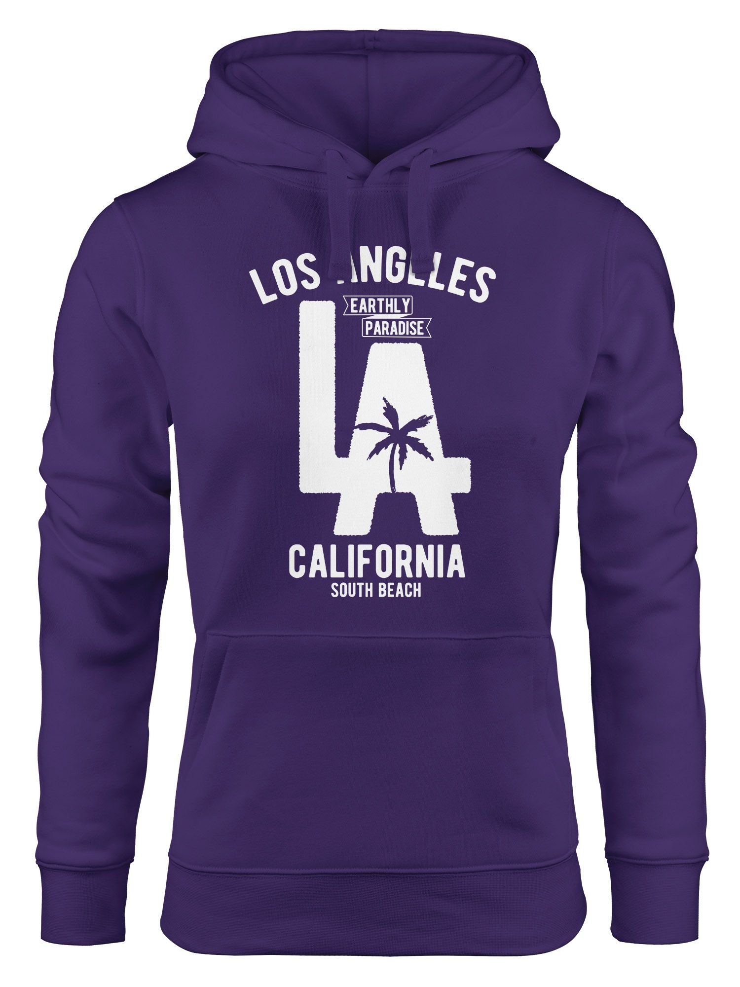 Sweatshirt lila LA Neverless Hoody Palme Kapuze Hoodie California Angeles Neverless® Los Damen Hoodie