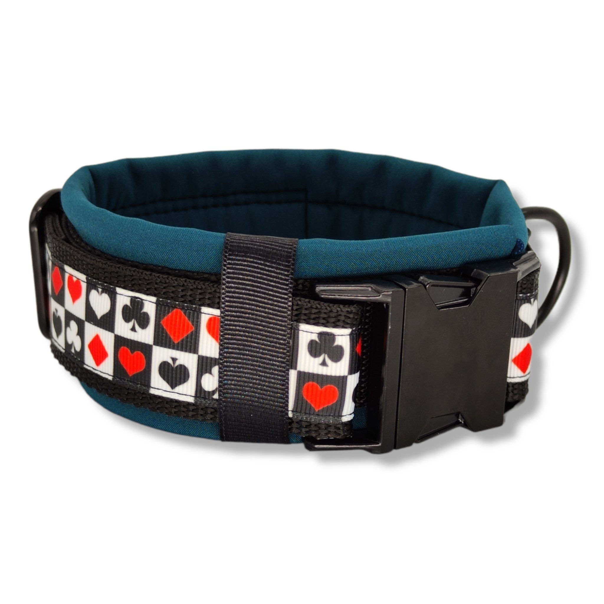 D by E Couture Hunde-Halsband "Pokerface II", gepolstert, verstellbar, 50mm breit, Handmade