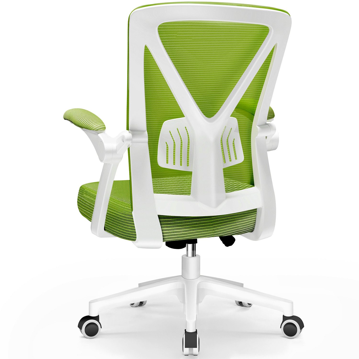 Adormii Bürostuhl Bürostuhl mit klappbaren Armlehnen,Ergonomischer Bürostuhl (Drehstuhl 360° mit Höhenverstellbarer Lendenwirbelstütze,Verstellbarer gepolsterten Armlehnen,Wippfunktion bis 125°,geräuscharmen Rollen,Höhenverstellbar), Atmungsaktiver Netzbezug, Hochwertiger Schaumstoff,Bis 150 kg