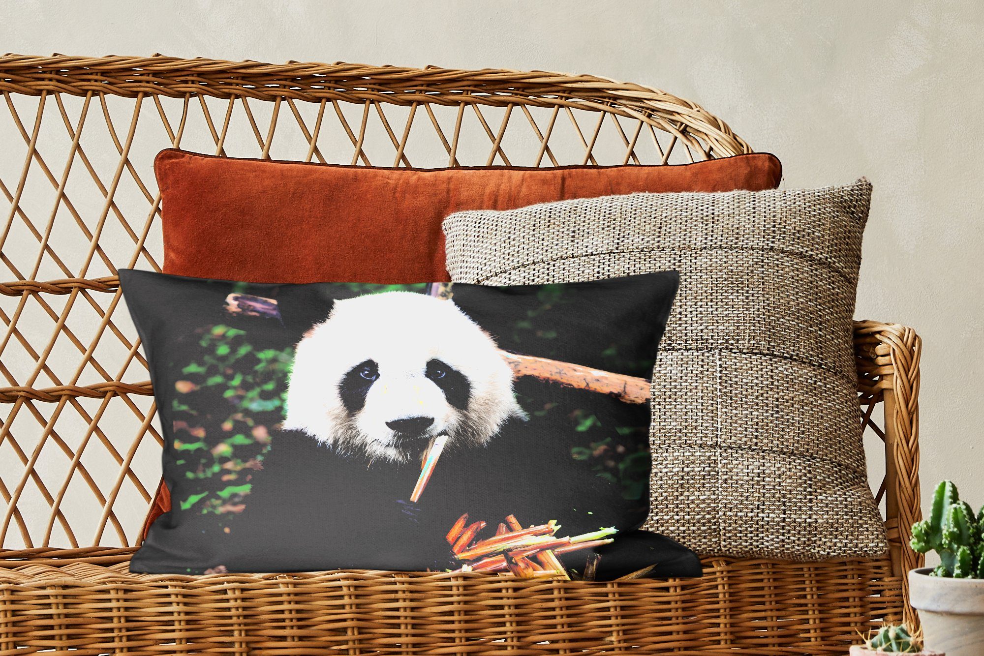 Schlafzimmer Wohzimmer Füllung, MuchoWow - Dekokissen Panda - mit Dekokissen Natur, Dekoration, Bambus Zierkissen,