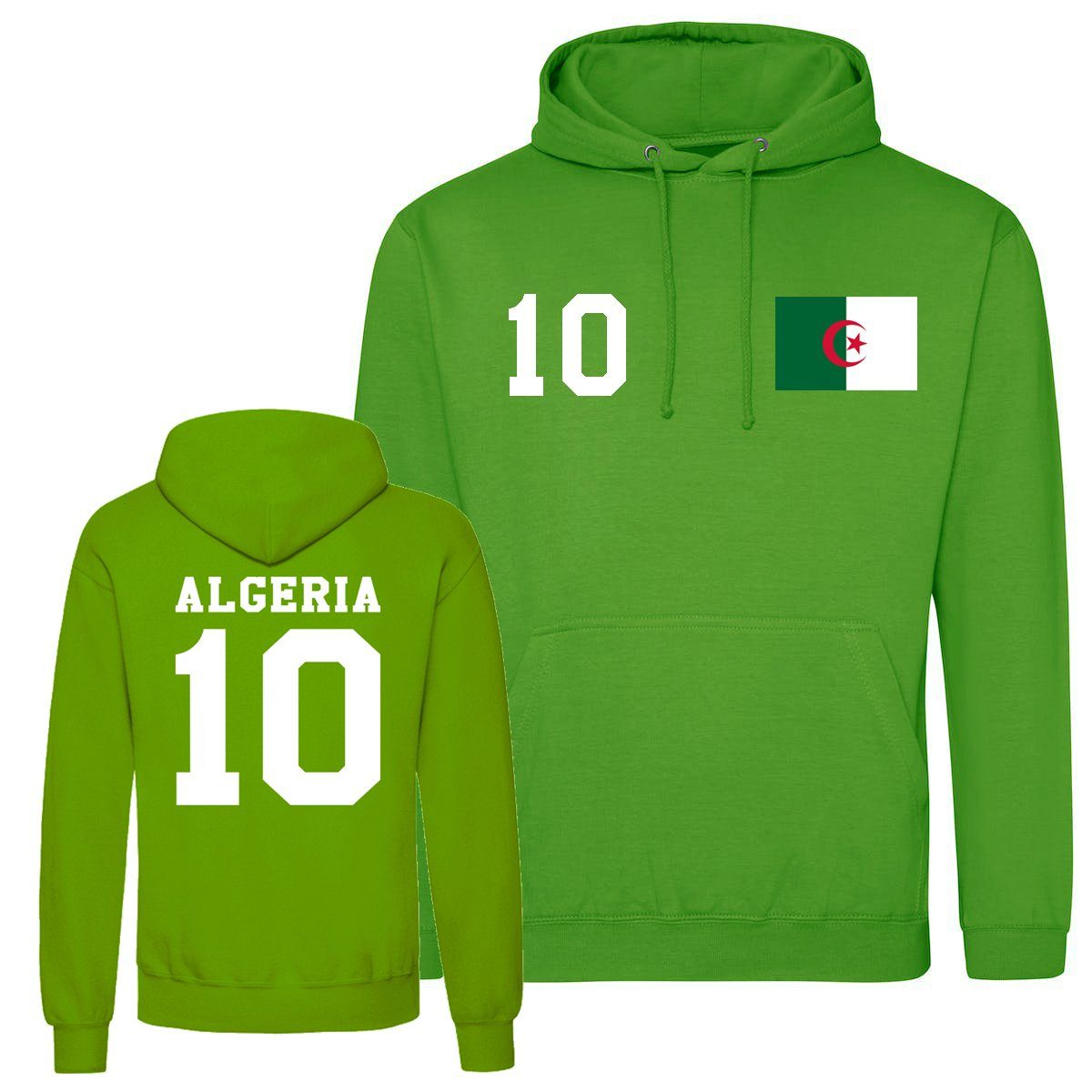 Kapuzenpullover Algerien Herren Hoodie im Fußball "Trikot" Look