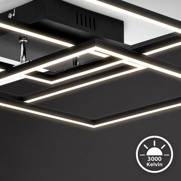 B.K.Licht Deckenleuchte LED Deckenlampe schwarz 40W 4000lm 3.000K IP20 - BKL1505, LED fest integriert, Warmweiß, Warmweiß Frame Modern 568x568x95 mm