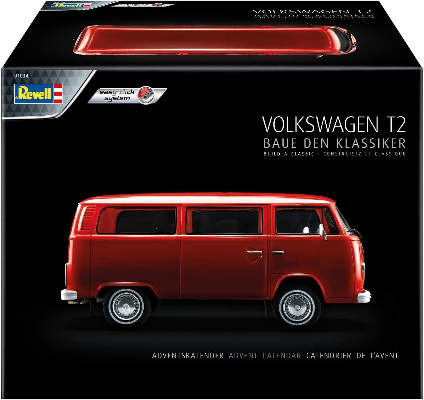 Revell® Modellauto VW T2 Adventskalender Bausatz 1:24 Bus Modellbau, Maßstab 1:24