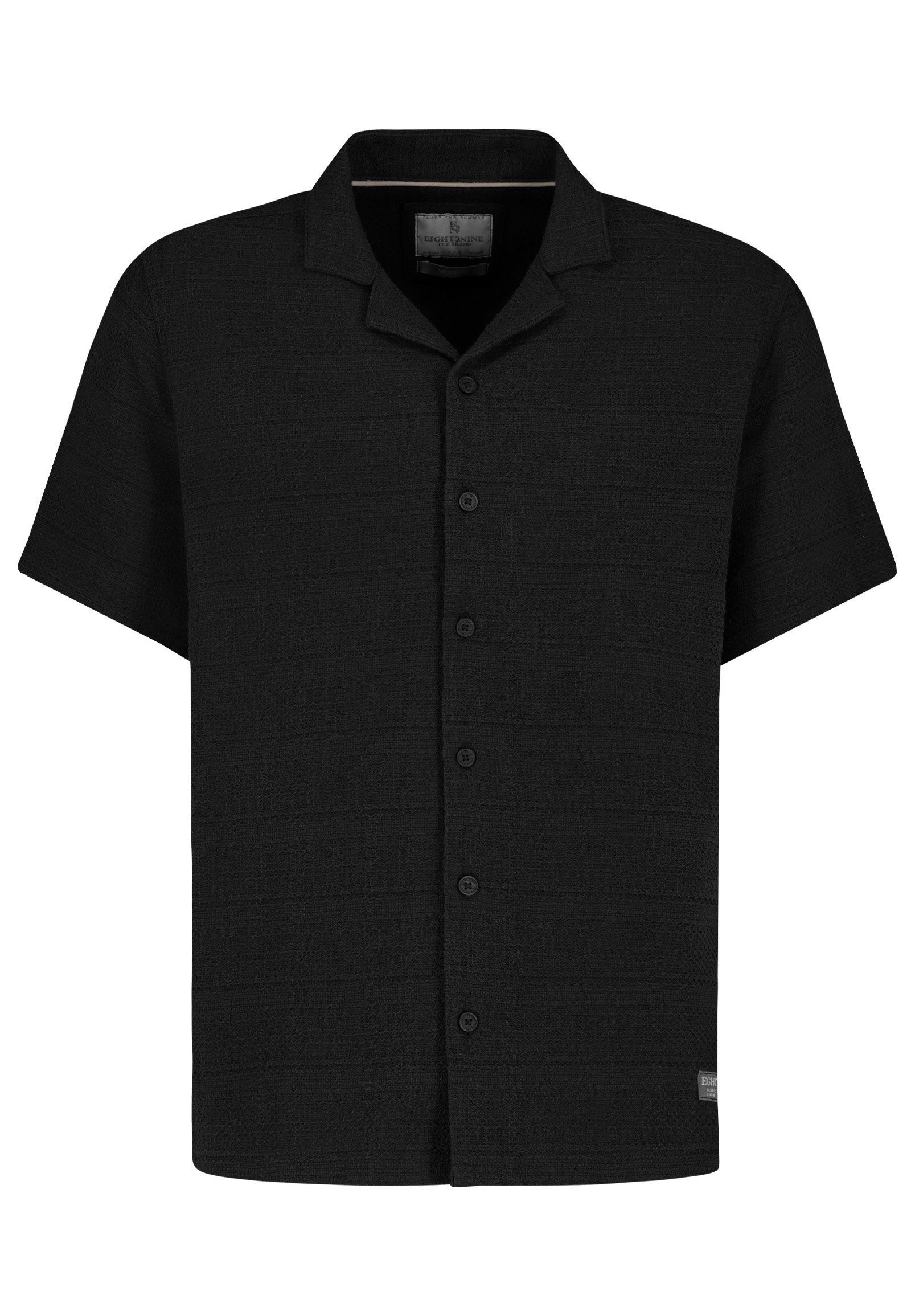 Eight2Nine Kurzarmhemd Kurzarm Regular Fit V-Ausschnitt für Herren (1-tlg) Baumwolle Normal Fit V-Ausschnitt Einfarbig atmungsaktiv