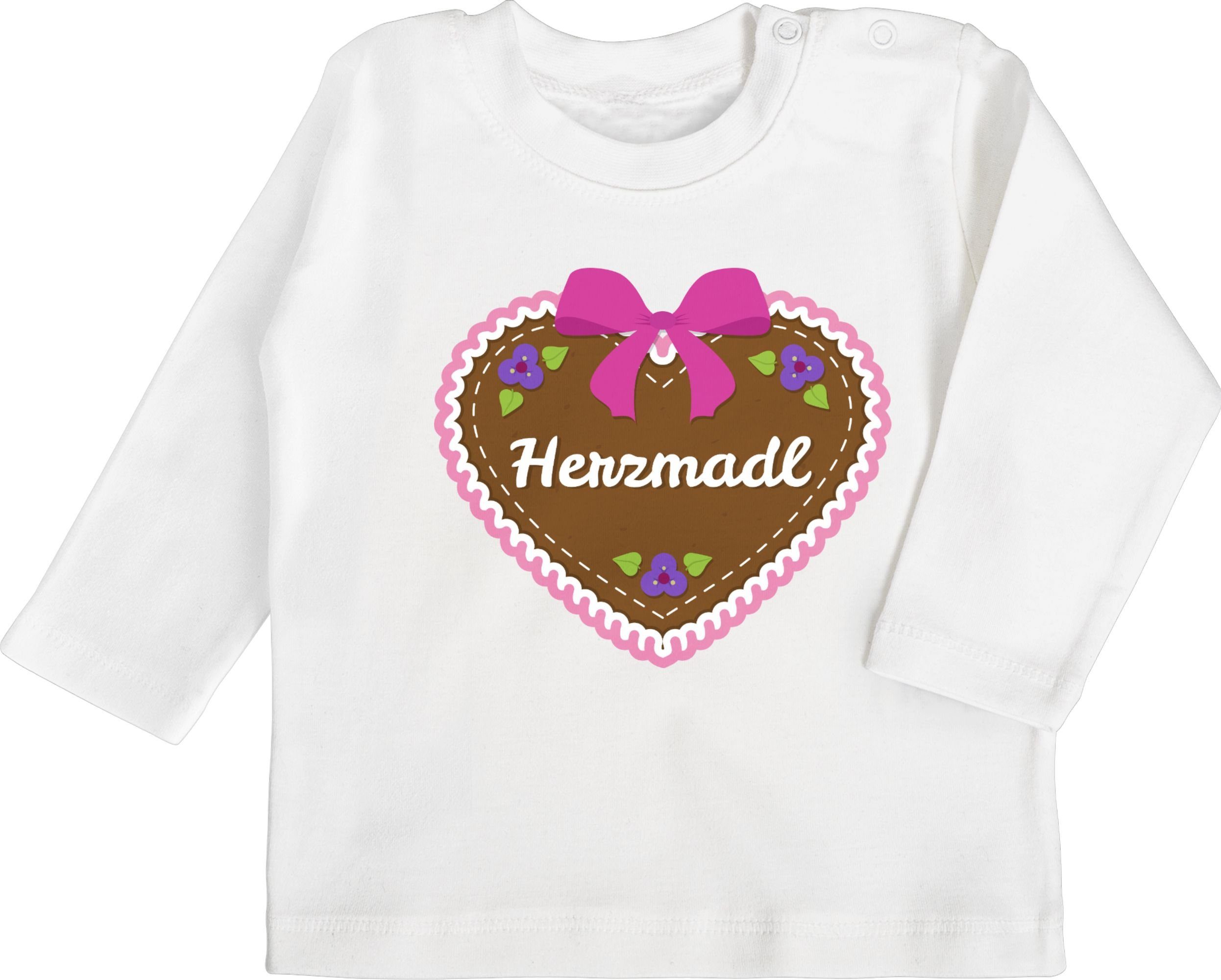 Shirtracer T-Shirt Herzmadl mit Lebkuchenherz Mode für Oktoberfest Baby Outfit 1 Weiß