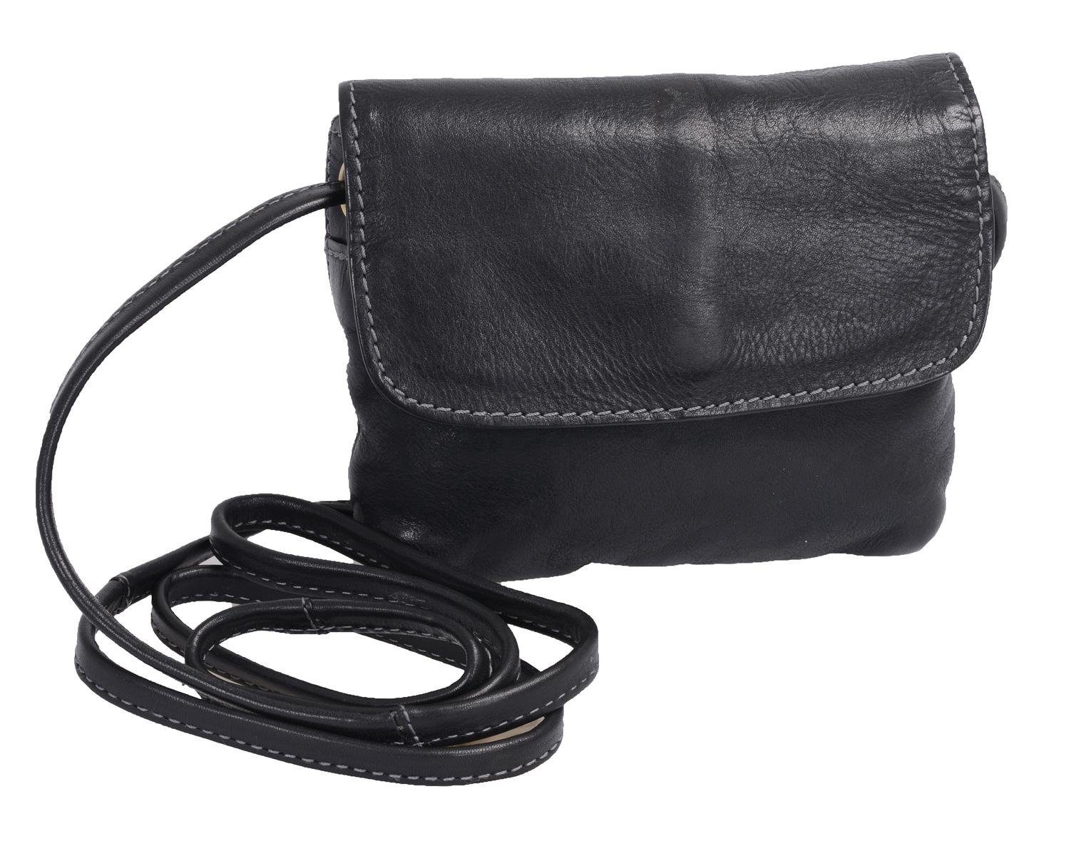 Basic Handtasche Leder weich Damentasche, schwarz