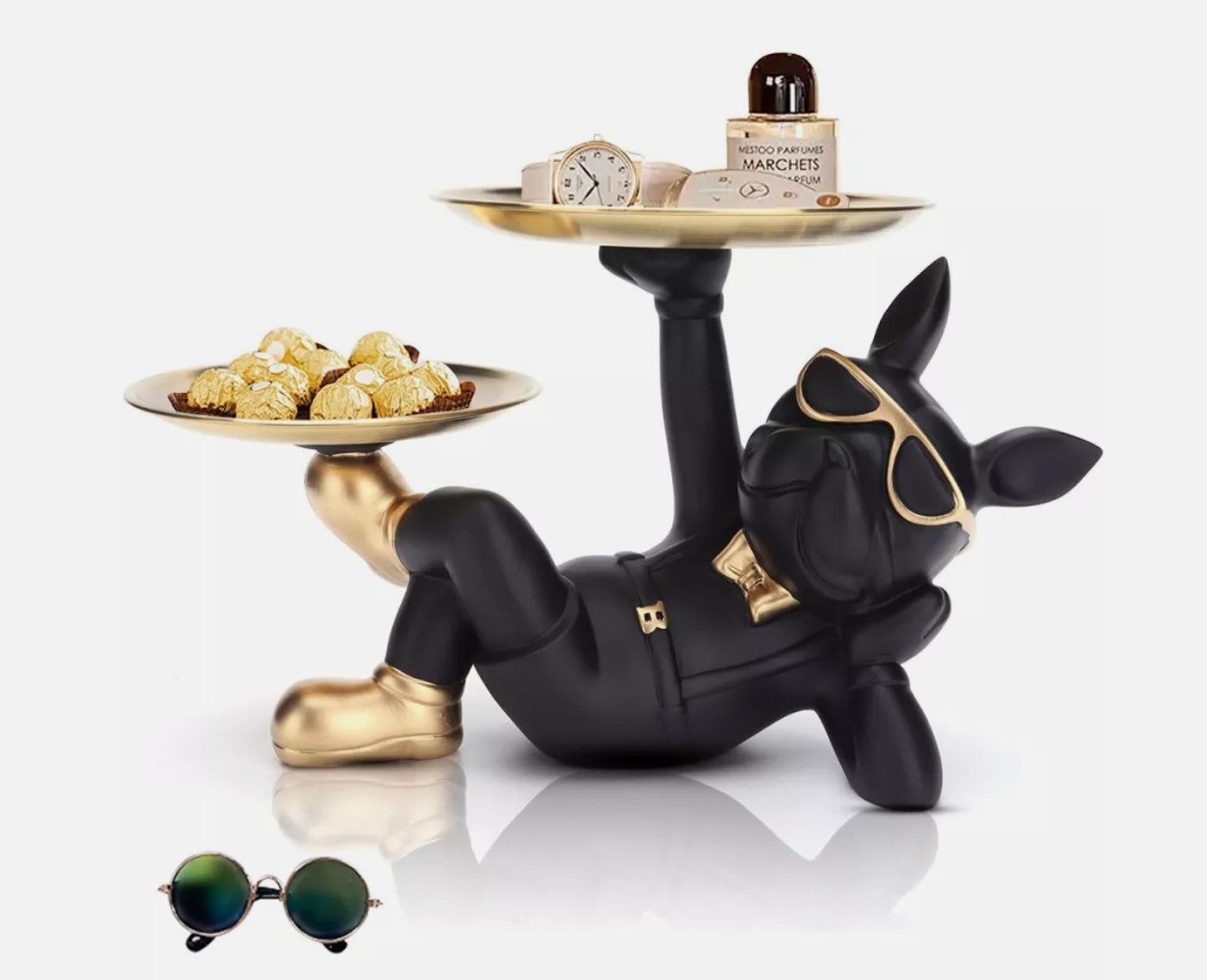 Holz Lichter Tierfigur Französische Bulldogge Figur Schlüssel Schale Schmuc günstig online kaufen