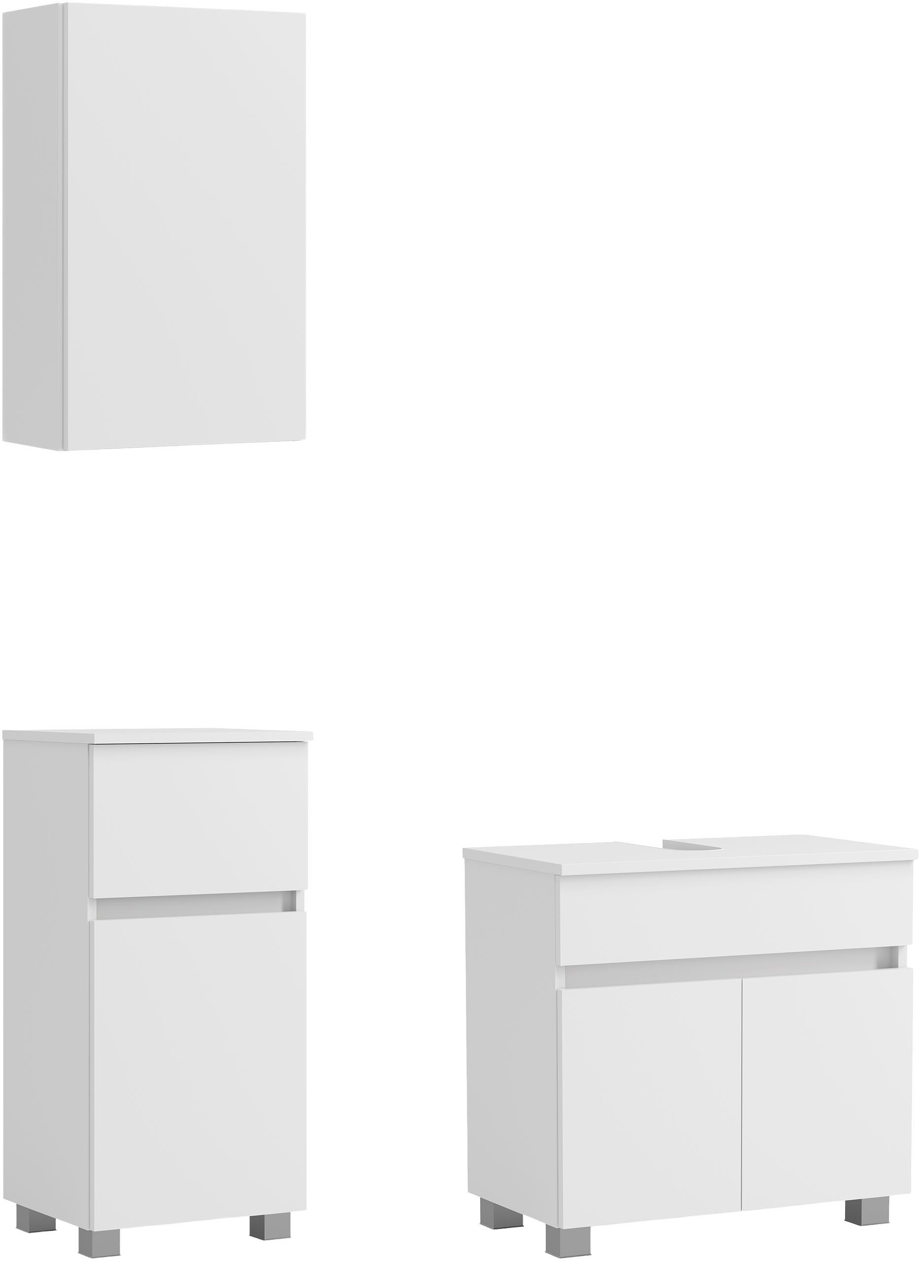 OTTO home Badmöbel-Set BOZEN, 3-tlg. Unterbecken-Set, (Badezimmerschrank, Badschrank, Stauraum, Badmöbel, Schrank), Umfangreicher Typenplan für viele Badlösungen, flexibel kombinierbar