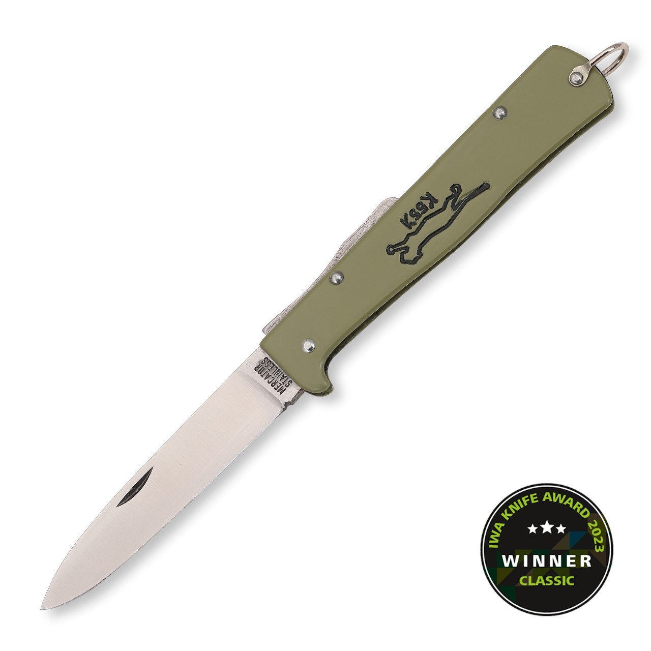 Otter Universalmesser Otter Mercator-Messer Katze Olive schilfgrün Rostfrei