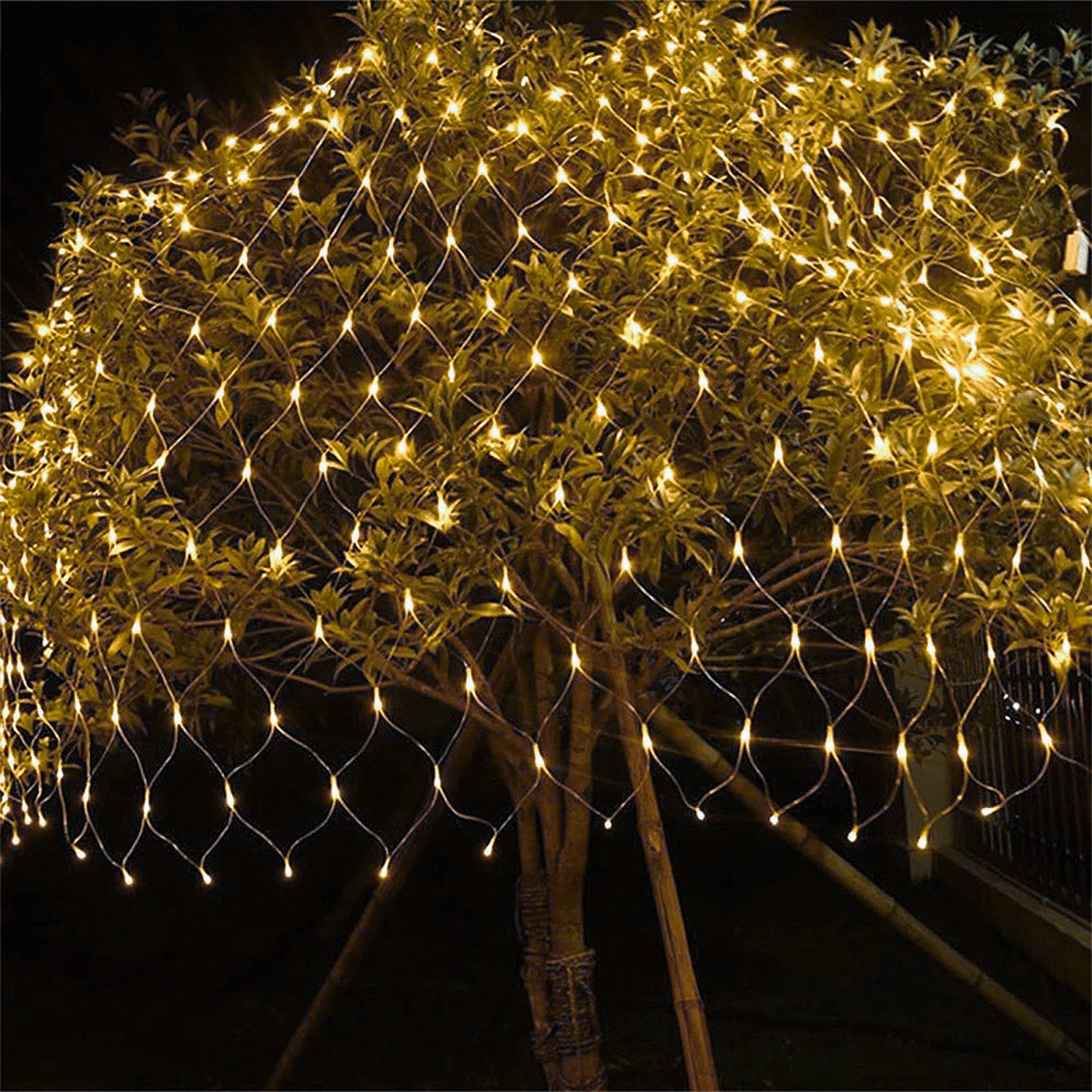 FIVMEN LED-Lichterkette Solar LED Lichternetz Timer 13 Modi Fernbedienung, Lichtervorhang für Gartendeko Balkon Hochzeit Weihnachten