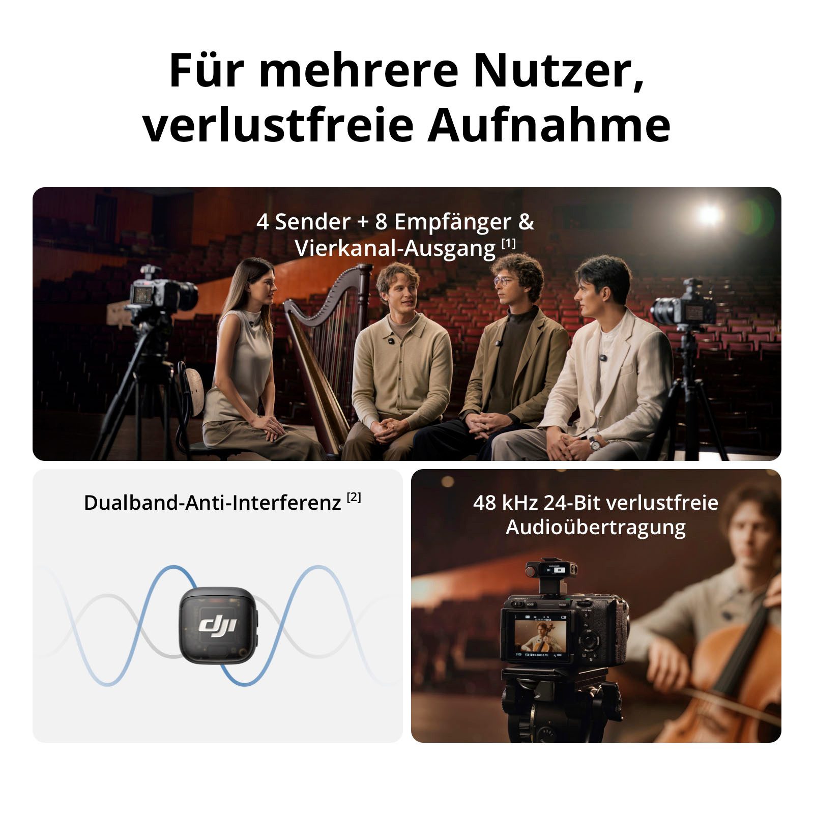 DJI Mikrofon Mic 3 (2 Sender + 1 Empfänger + Ladeschale) (Set) – Bild 2 von 5