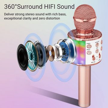 DOPWii Mikrofon Karaoke Mikrofon Bluetooth,Mikrofon Kinder Kabellos mit LED-Leuchten (1-tlg)