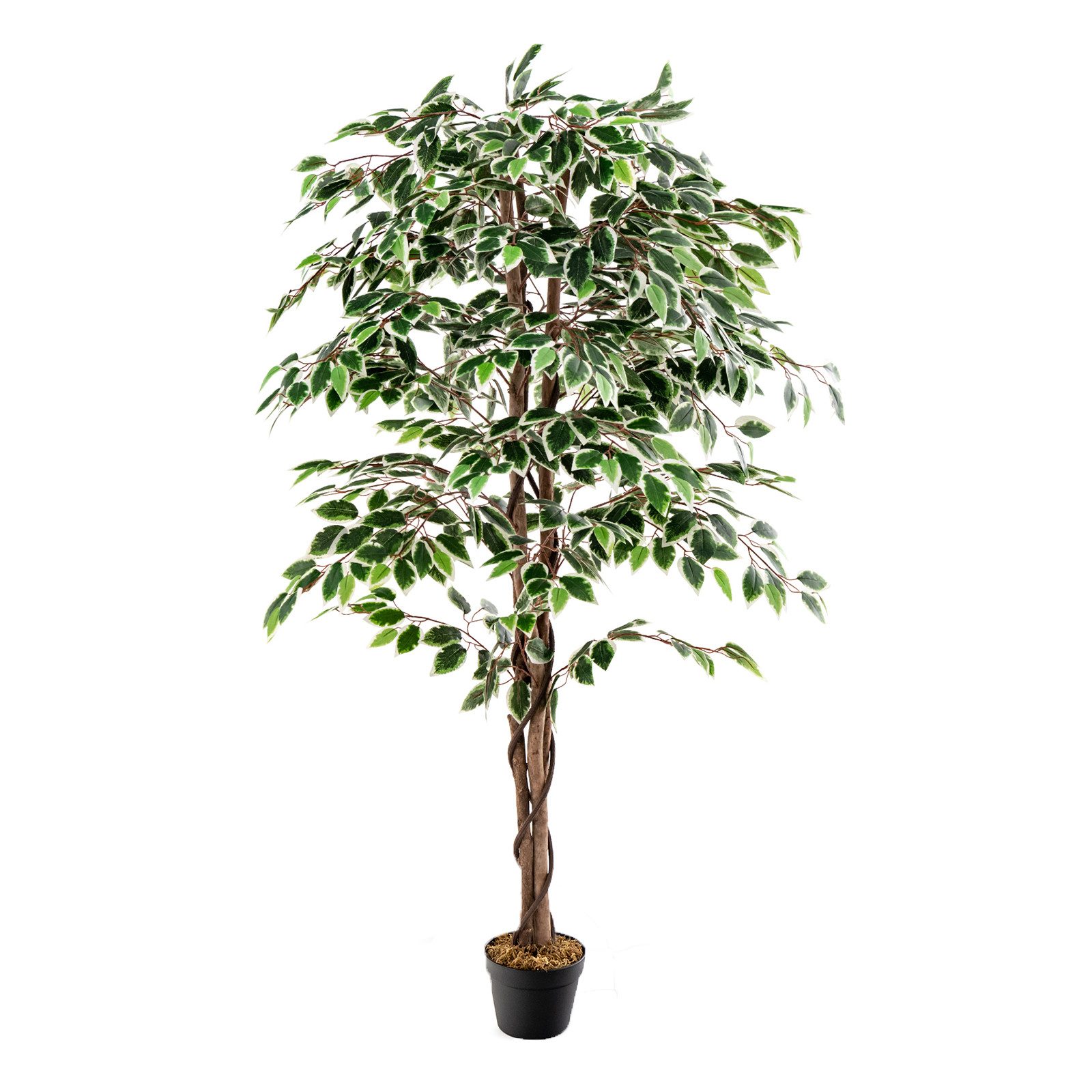 Kunstbaum Ficus Benjamin, COSTWAY, Höhe 160 cm, mit 1008 Blättern & Topf