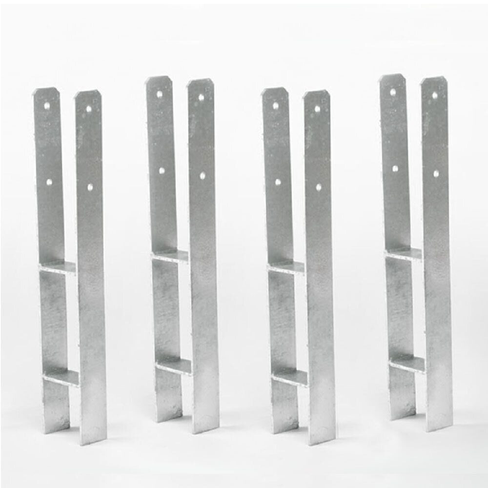 Gartenpirat H-Pfostenanker 4er-Set H-Anker 600x121x6 mm Stahl Pfostenanker für Pfosten 12x12 cm, Pfostenanker für Zäune, Pergolen, Carport, Stelzenhaus oder Spielturm