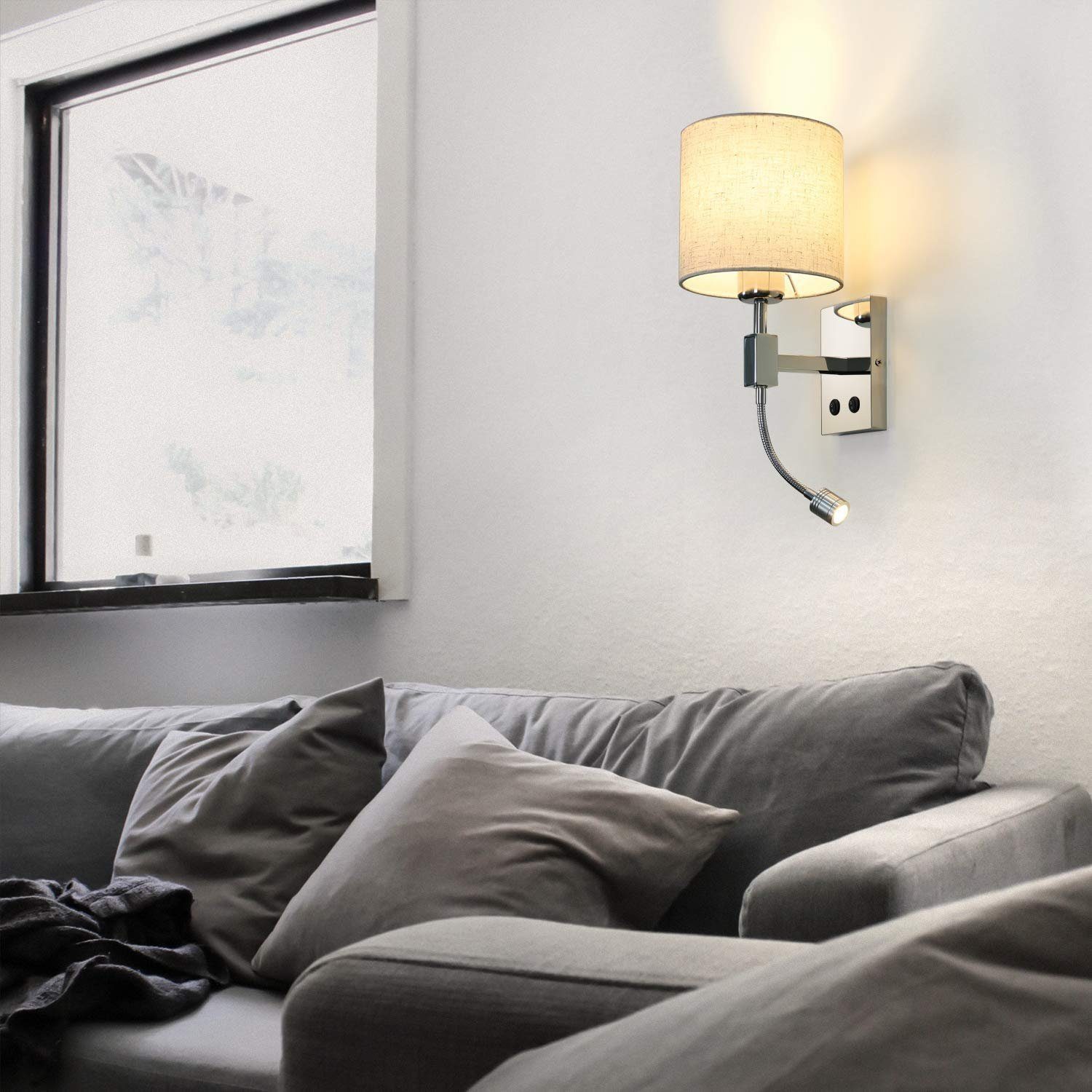 ZMH LED Wandleuchte Innen mit Schalter Leselampe Schwenkbar Bettleuchte für günstig online kaufen