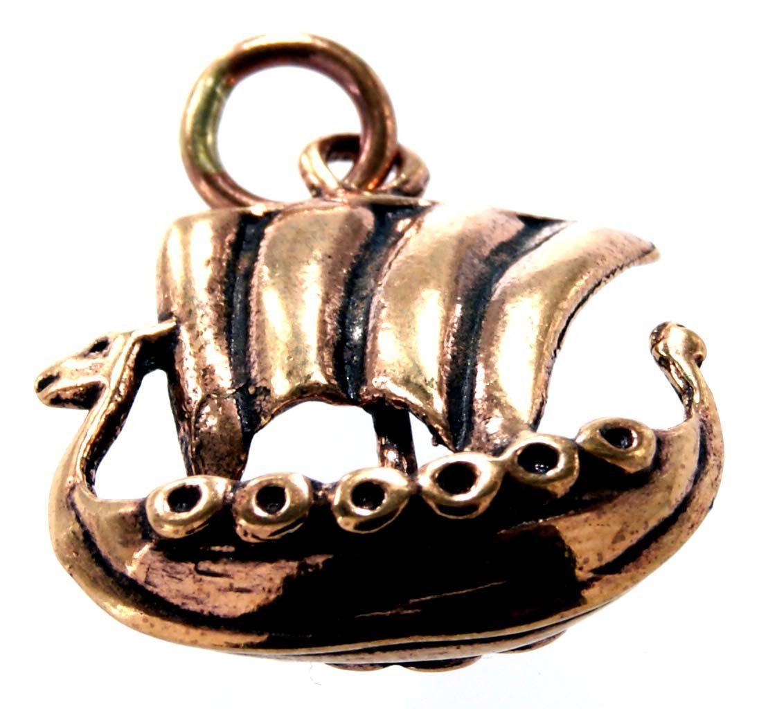 Wikinger Leather Anhänger Kettenanhänger Wikingerschiff Bronze Kiss Schiff of Mittelalter Boot Viking