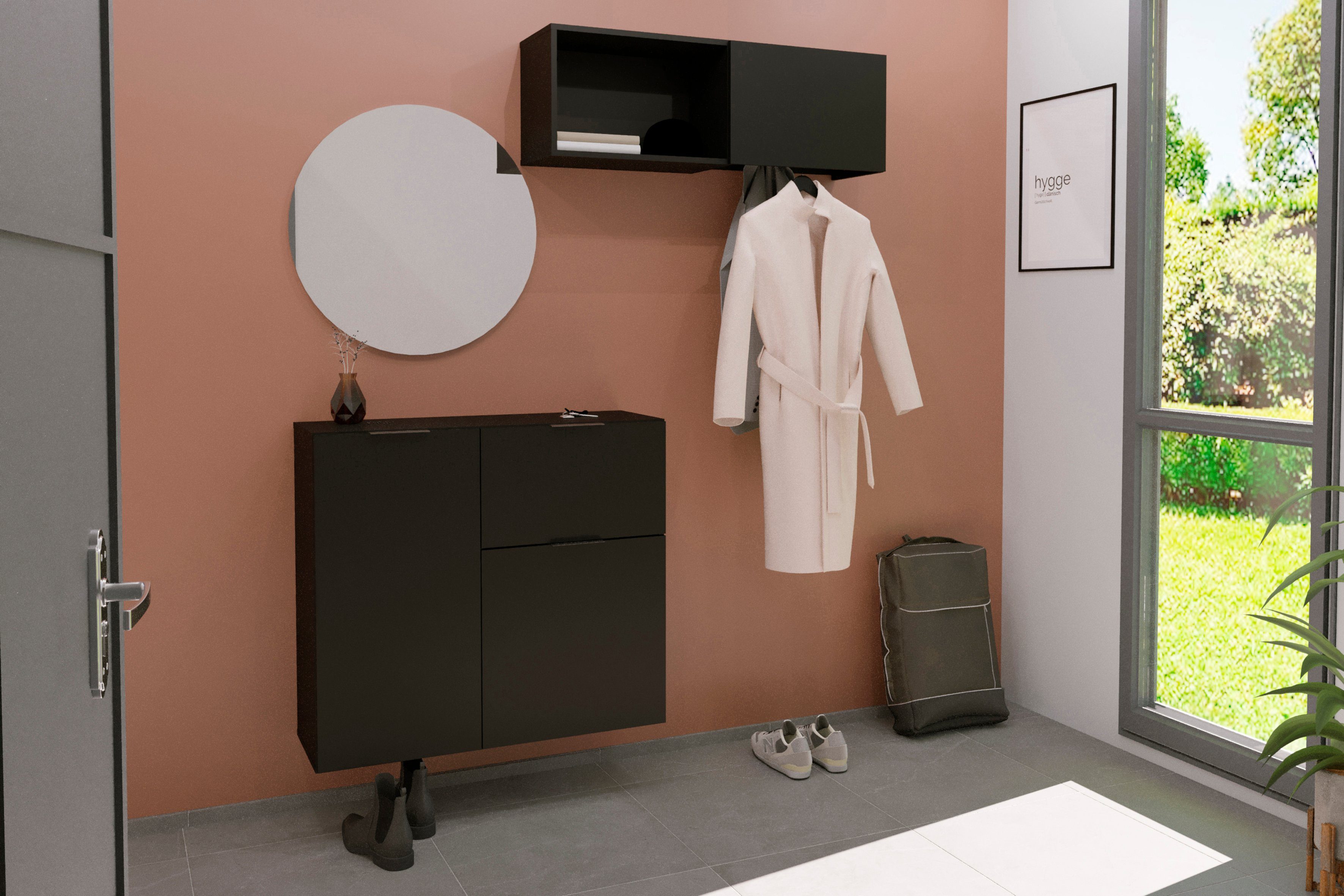 FMD Garderobe Dark, Garderobenregal mit Kleiderstange, Breite ca. 99 cm