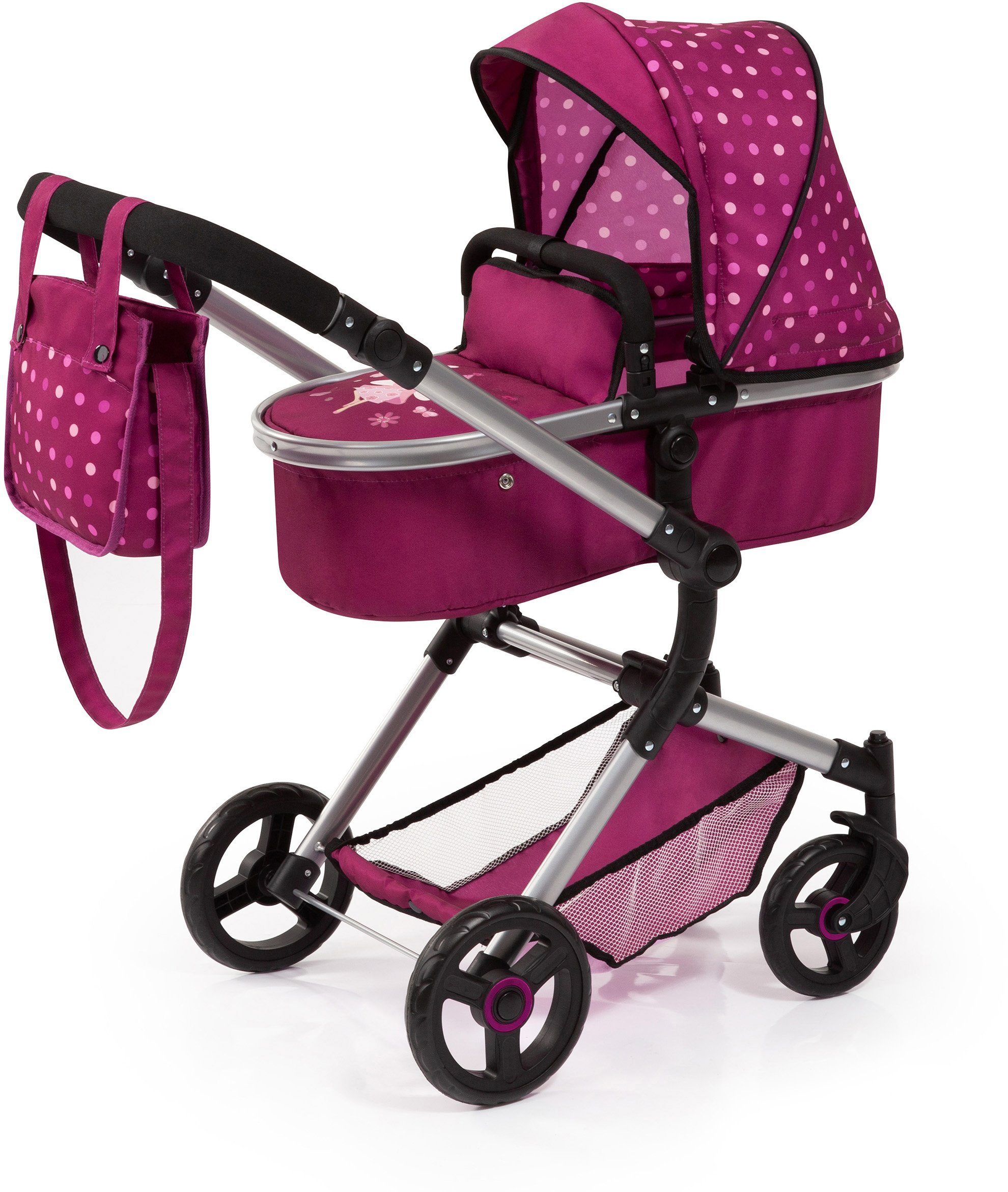 Bayer Kombi-Puppenwagen Vario, Bordeaux, inkl. Wickeltasche günstig online kaufen