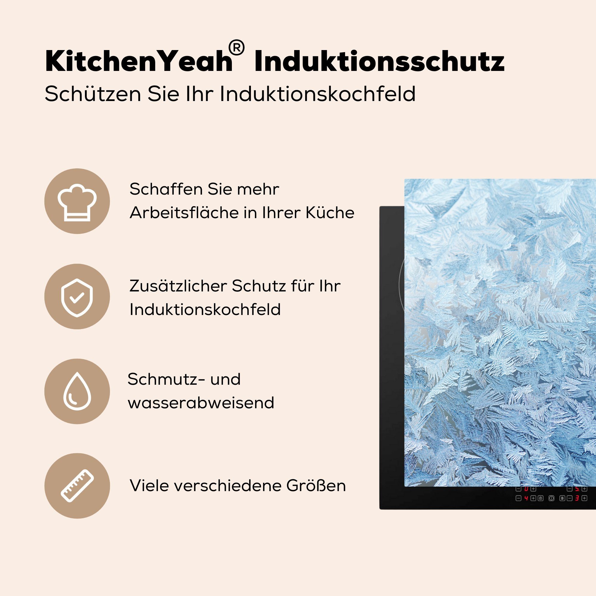 MuchoWow Herdblende-/Abdeckplatte Gefrorene Arbeitsplatte für (1 küche Blätter, Ceranfeldabdeckung, Vinyl, tlg), 78x78 cm
