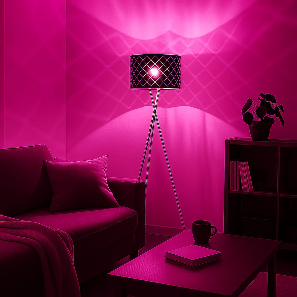 GLOBO LIGHTING LED Stehlampe, Leuchtmittel inklusive, Kaltweiß, Warmweiß, Neutralweiß, Tageslichtweiß, Farbwechsel, Smart Stehleuchte RGB LED 3-Bein Textil schwarz gold dimmbar App CCT